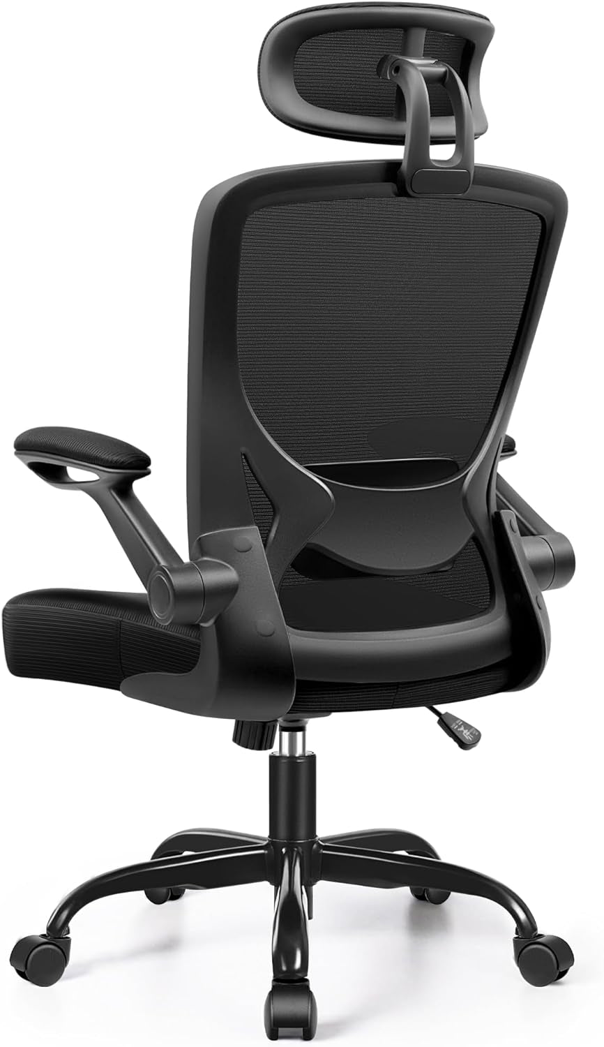 Ergonomic Office Chair, Breathable Mesh Desk Chair with Headrest and Flip-Up Arms for Office,Gaming,Computer Lumbar Support Swivel Task Chair, Adjustable Height,Black